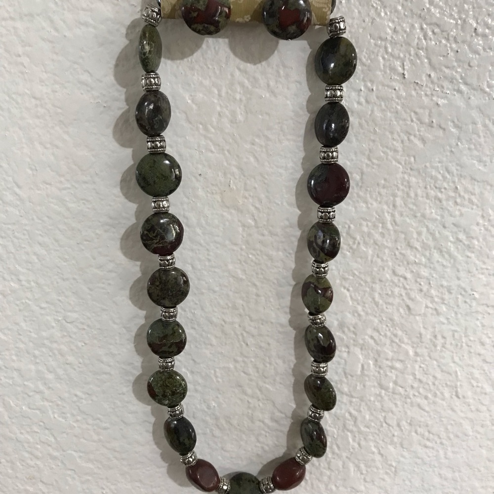 Unikite Jasper Necklace and Earring set